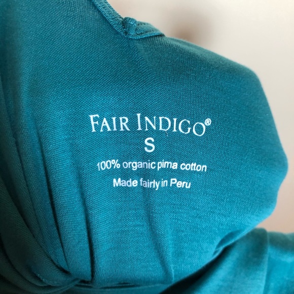 Fair Indigo Fair Trade Teal Green Jersey Dress S - Picture 3 of 4